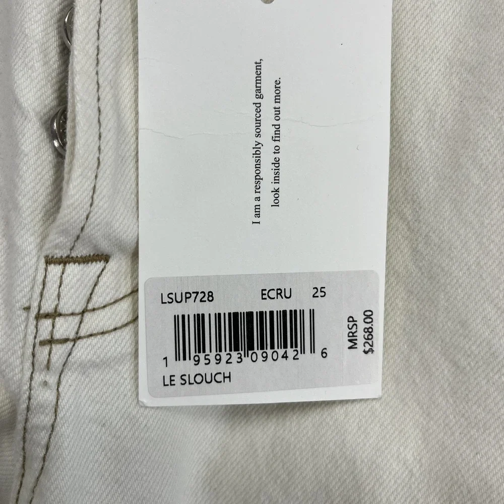 FRAME Jeans Le Slouch‎ Denim Womens 25 Cream Straight Low Rise cargo